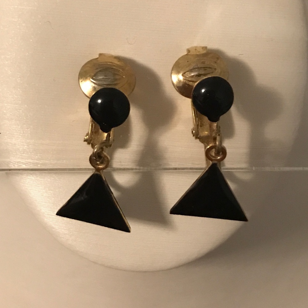 Vintage Enamel Triangle Earrings